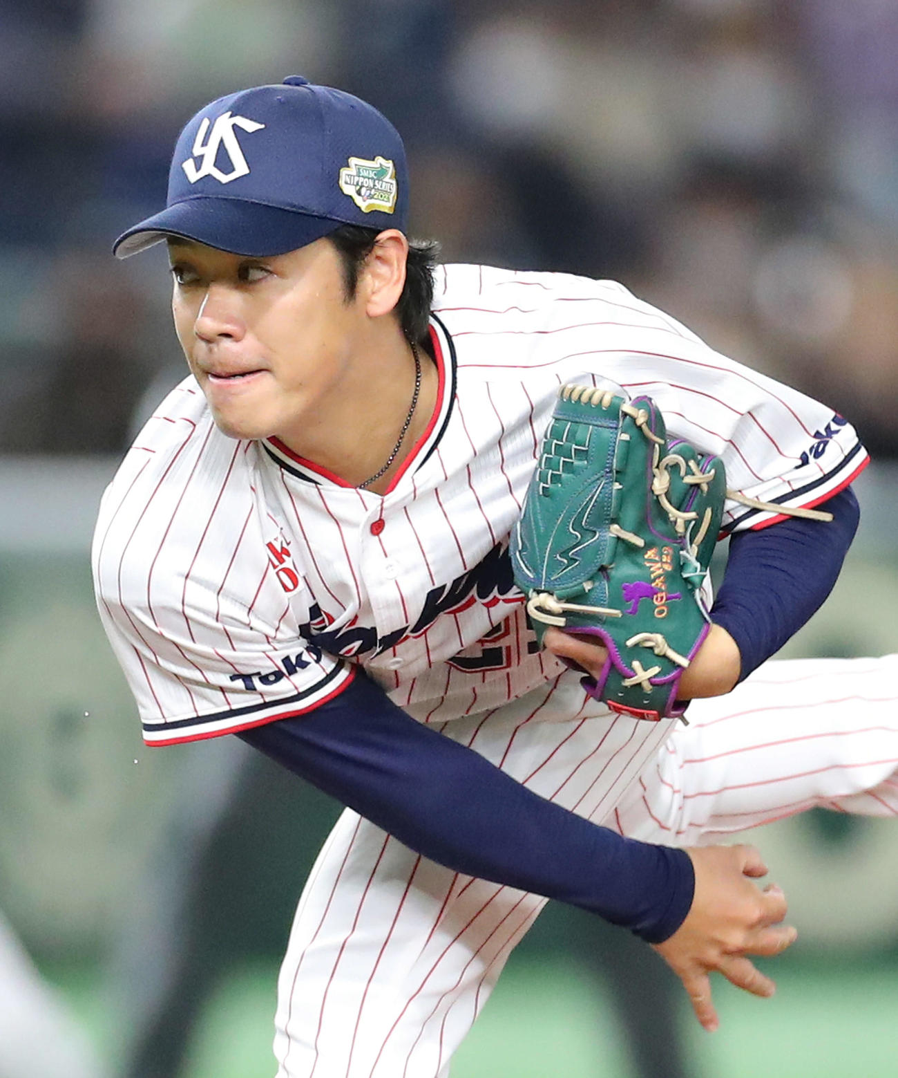 ヤクルト対オリックス　力投するヤクルト先発の小川（撮影・河田真司）