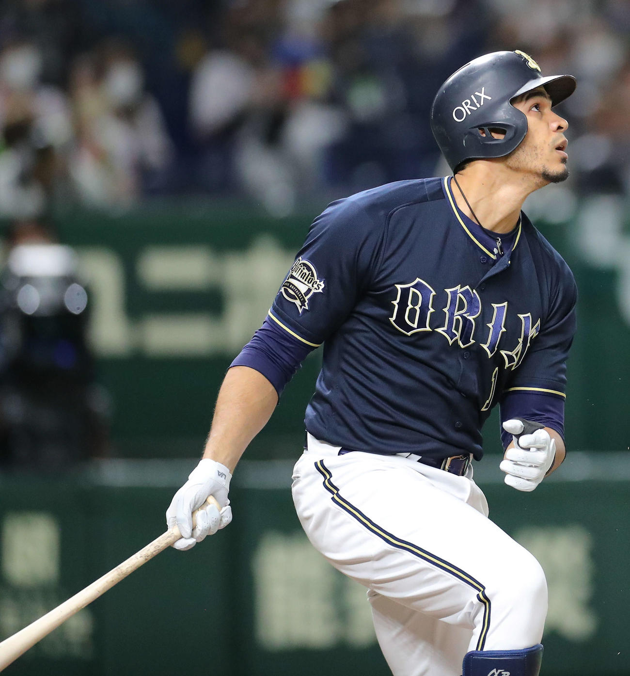 ヤクルト対オリックス　7回表オリックス1死三塁、右前適時打を放つモヤ（撮影・河田真司）