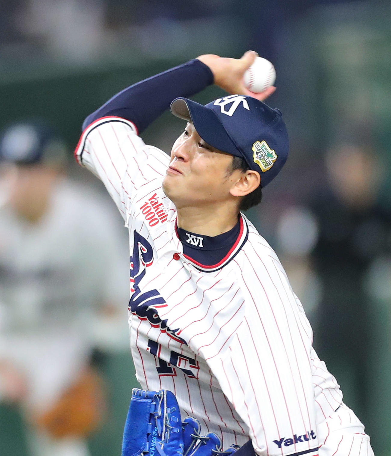 ヤクルト対オリックス　3回表、力投する原（撮影・河田真司）