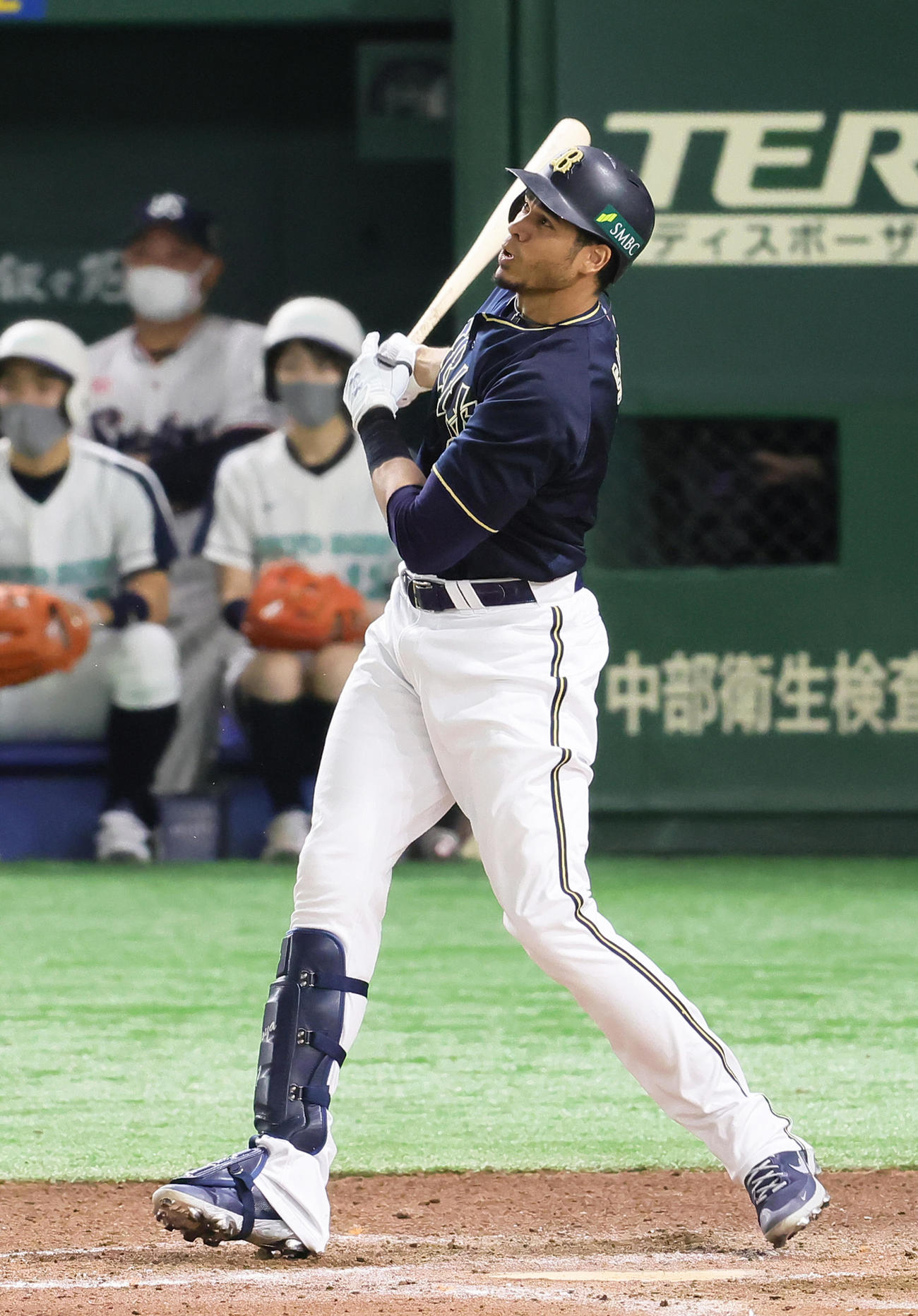 ヤクルト対オリックス　7回表オリックス1死三塁、モヤは右前適時打を放つ（撮影・足立雅史）