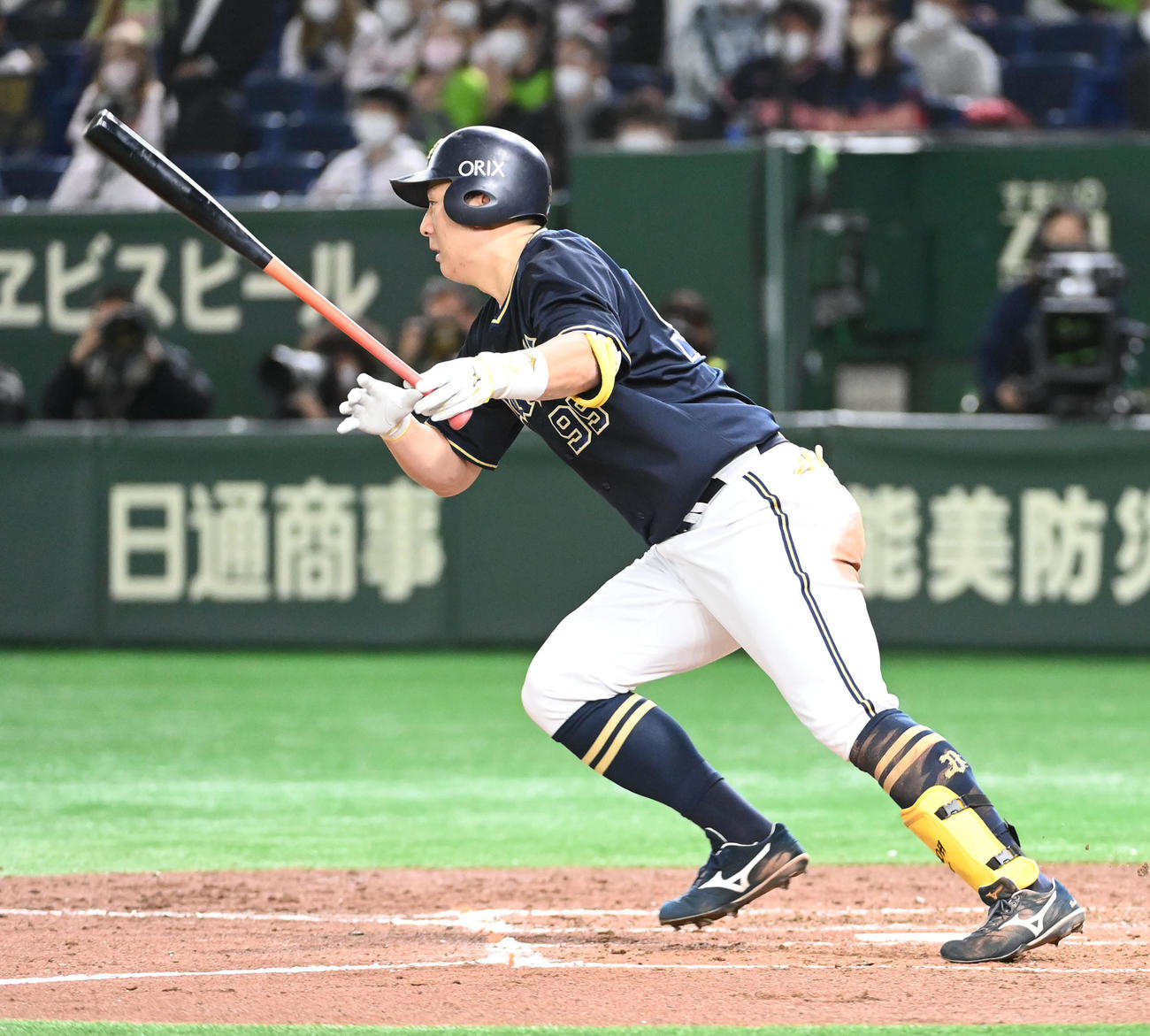 ヤクルト対オリックス　4回表オリックス2死二塁、杉本は中前適時打を放つ（撮影・前岡正明）