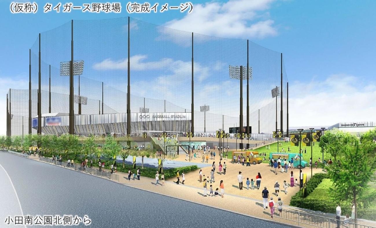 兵庫・尼崎市に完成予定の阪神2軍本拠地のタイガース野球場（仮称）完成イメージ図（C）尼崎市
