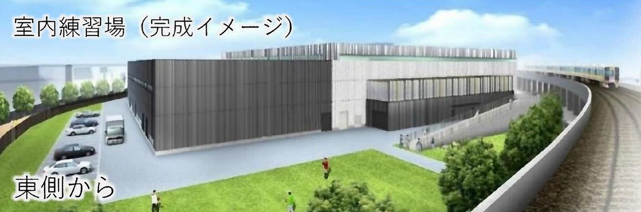 兵庫・尼崎市に完成予定の阪神2軍本拠地の室内練習場完成イメージ図（C）尼崎市