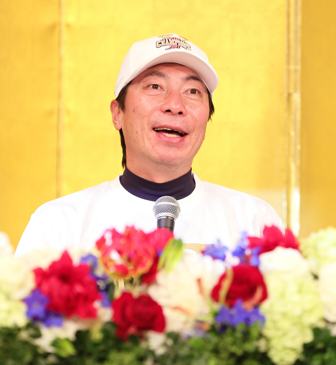 日本一の喜びを語るヤクルト高津監督（撮影・足立雅史）