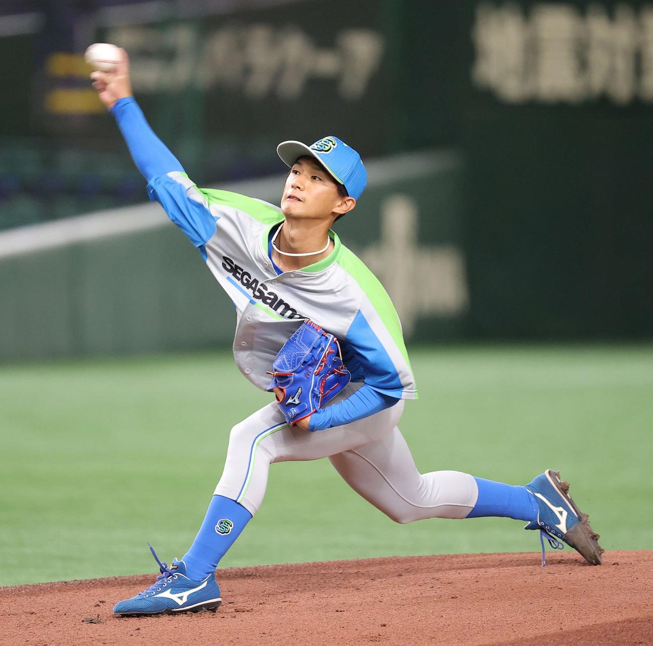 北海道ガス対セガサミー　セガサミー先発の草海（撮影・河野匠）
