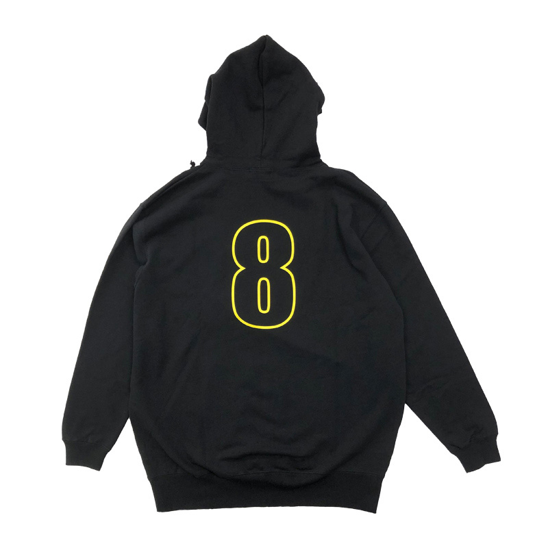 T－SHOP限定　XLARGE HOOD SWEAT　佐藤輝明選手モデル（ブラック、裏面）（阪神タイガース公式オンラインショップより）