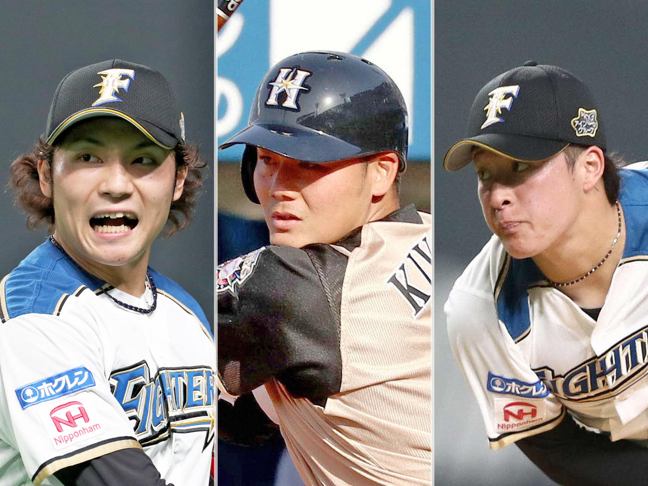 左から伊藤大海、清宮幸太郎、吉田輝星