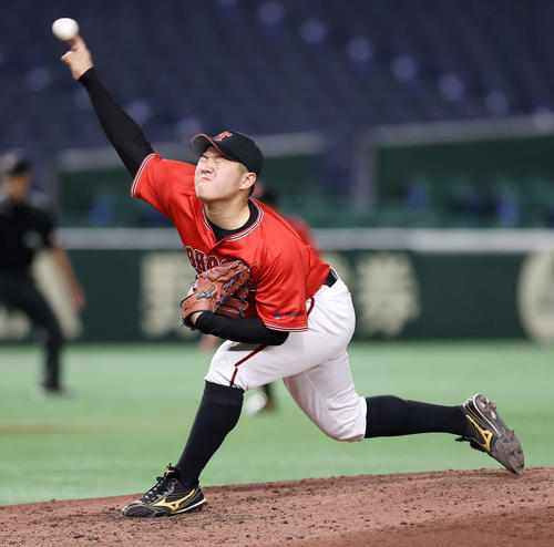 ホンダ熊本対東邦ガス　力投する東邦ガス・松本（撮影・鈴木正人）
