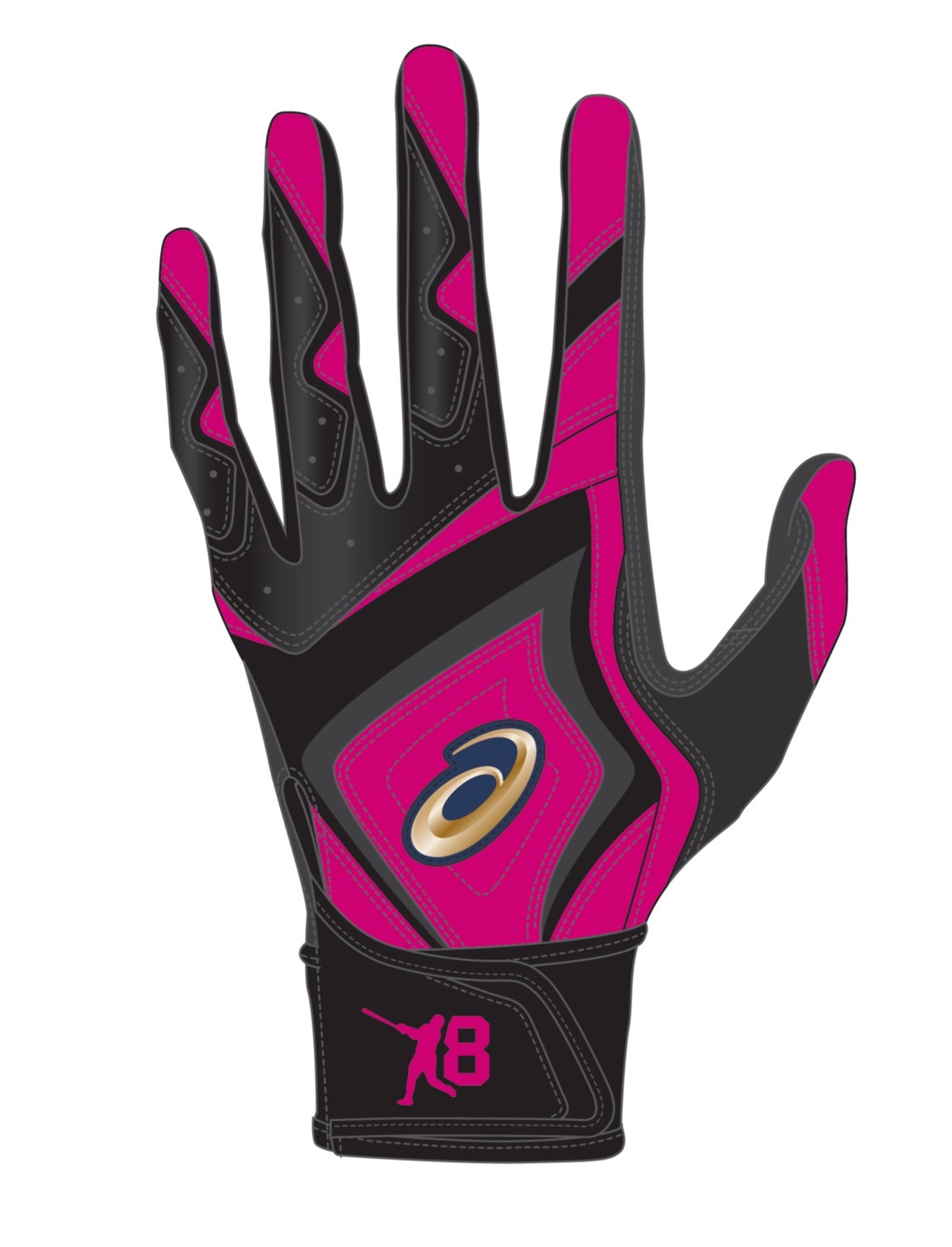 巨人丸が来季使用する予定のピンク色の打撃用手袋（アシックス社提供）