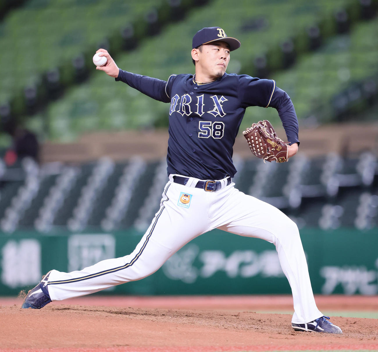 登板したオリックス金田（撮影・足立雅史）