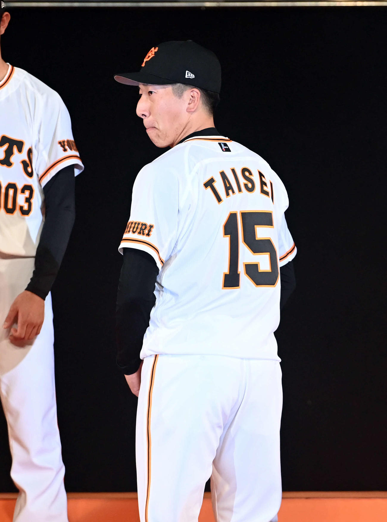 新入団選手のお披露目で登録名を「大勢」とした巨人ドラフト1位の翁田大勢（撮影・たえ見朱実）