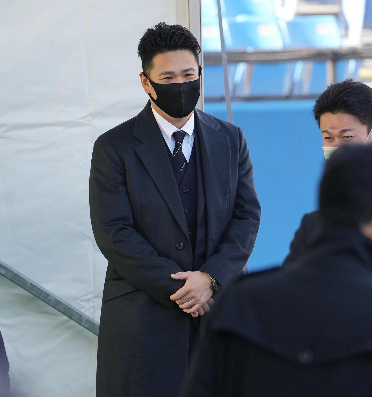 「野村克也をしのぶ会」に参列した楽天田中将（撮影・菅敏）
