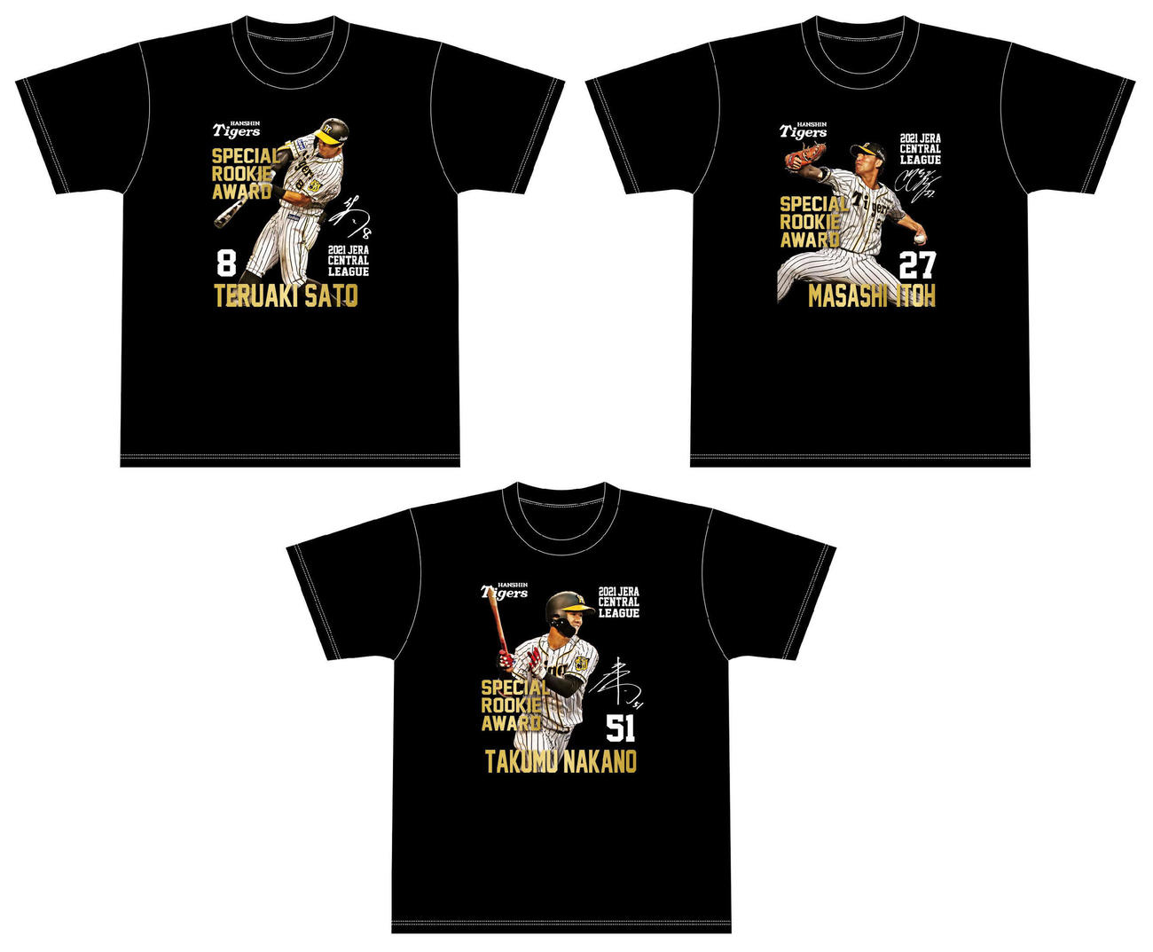 3選手のTシャツ