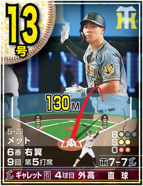 佐藤輝明24本塁打カード　13号