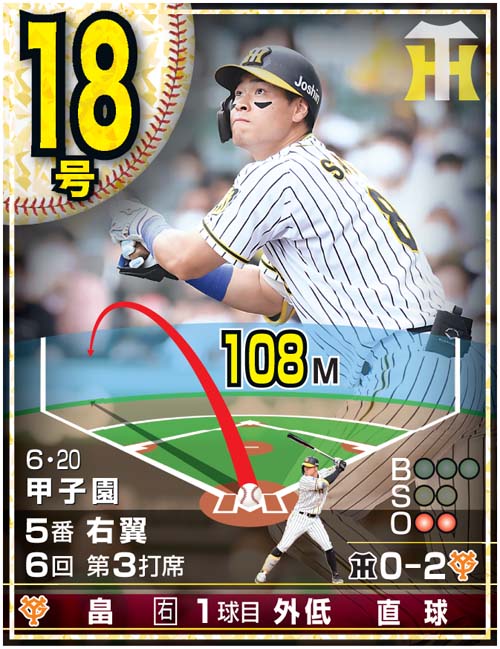佐藤輝明24本塁打カード　18号