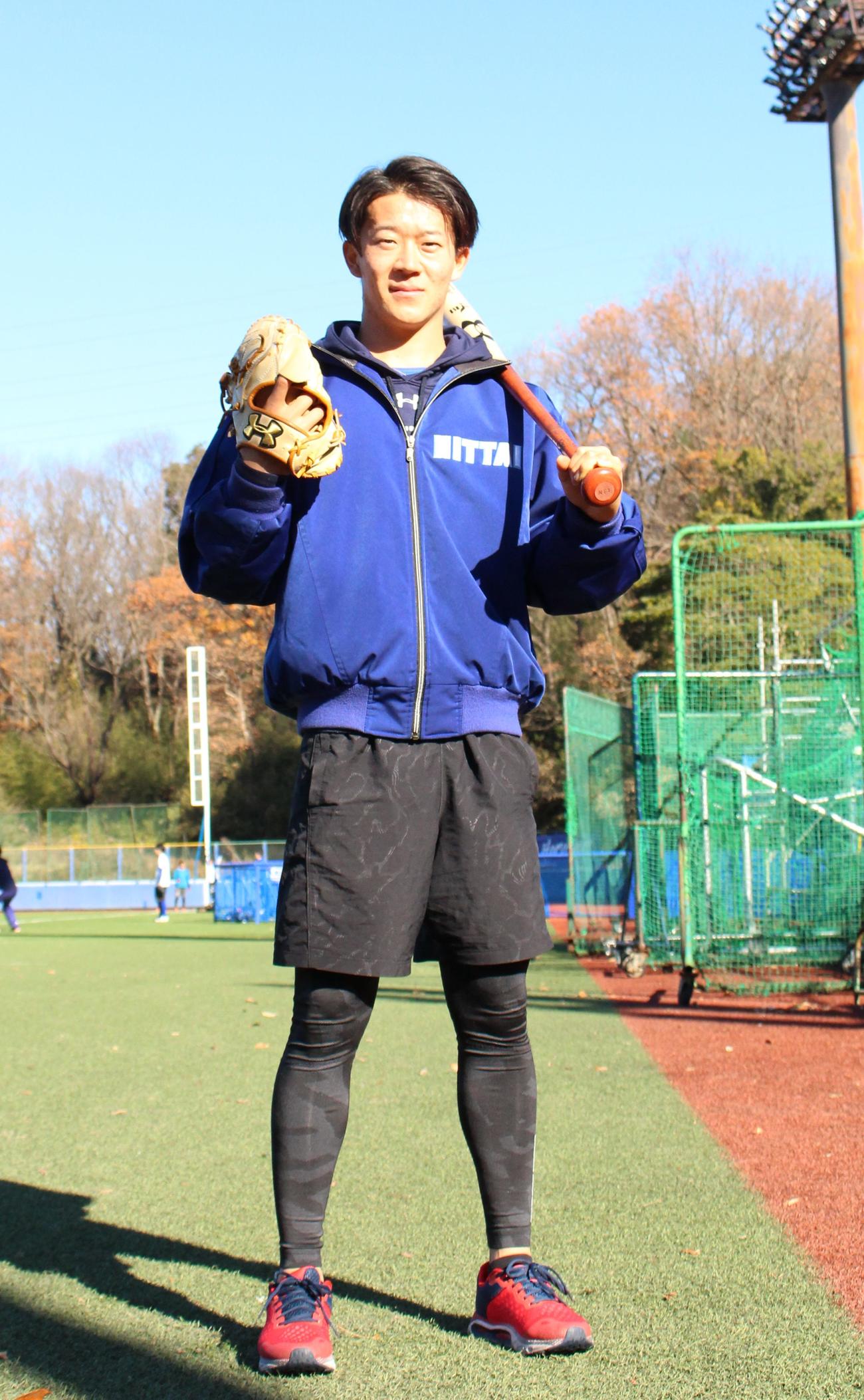 来秋ドラフト1位指名を目指す日体大・矢沢（撮影・保坂恭子）
