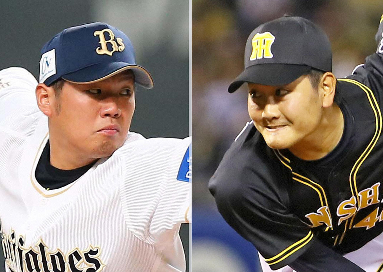 オリックス西（左）と阪神竹安