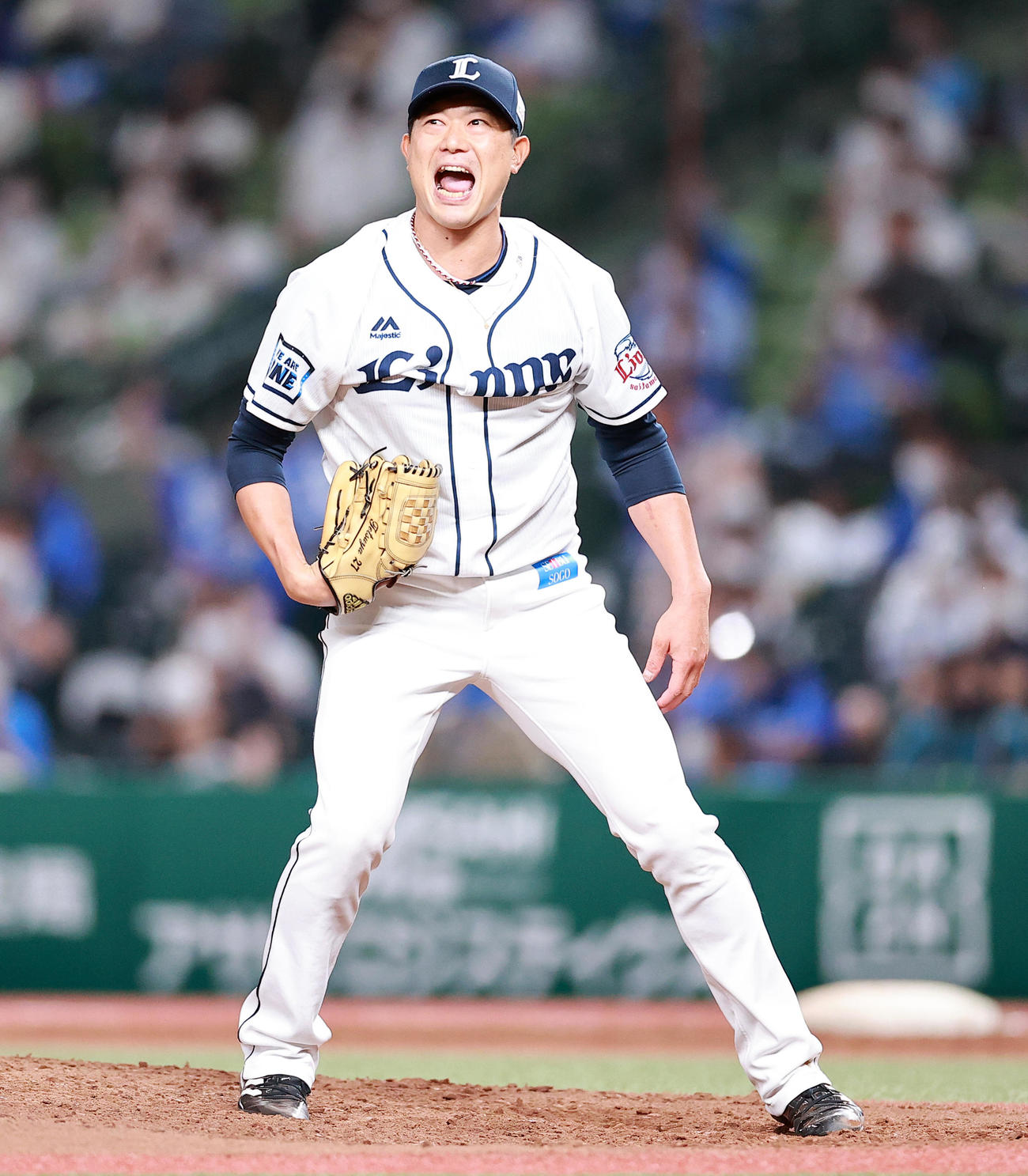 悔しそうに声を出す内海哲也（2021年6月10日撮影）