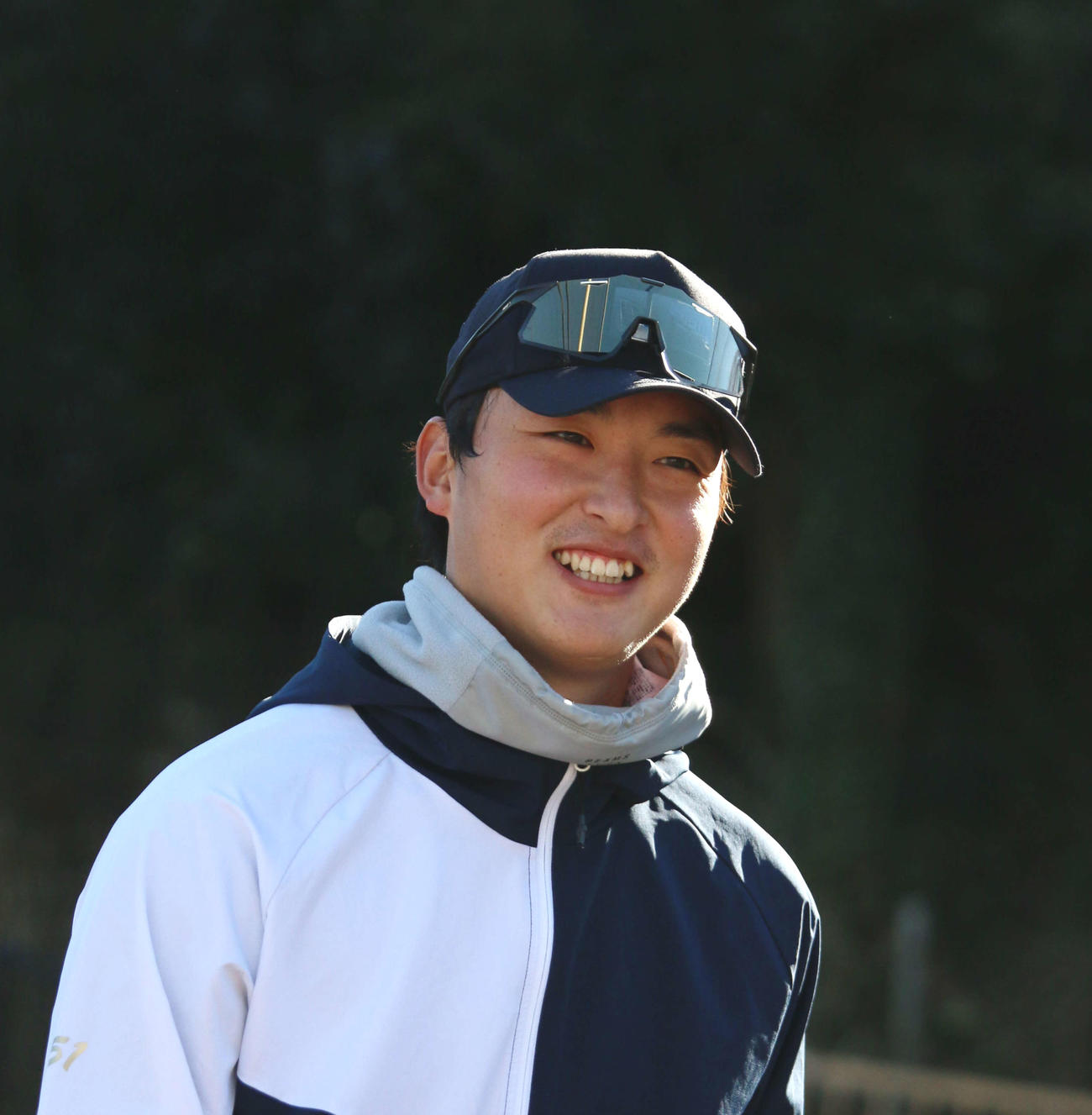 鎌ケ谷で自主トレした日本ハム石川直（撮影・木下大輔）