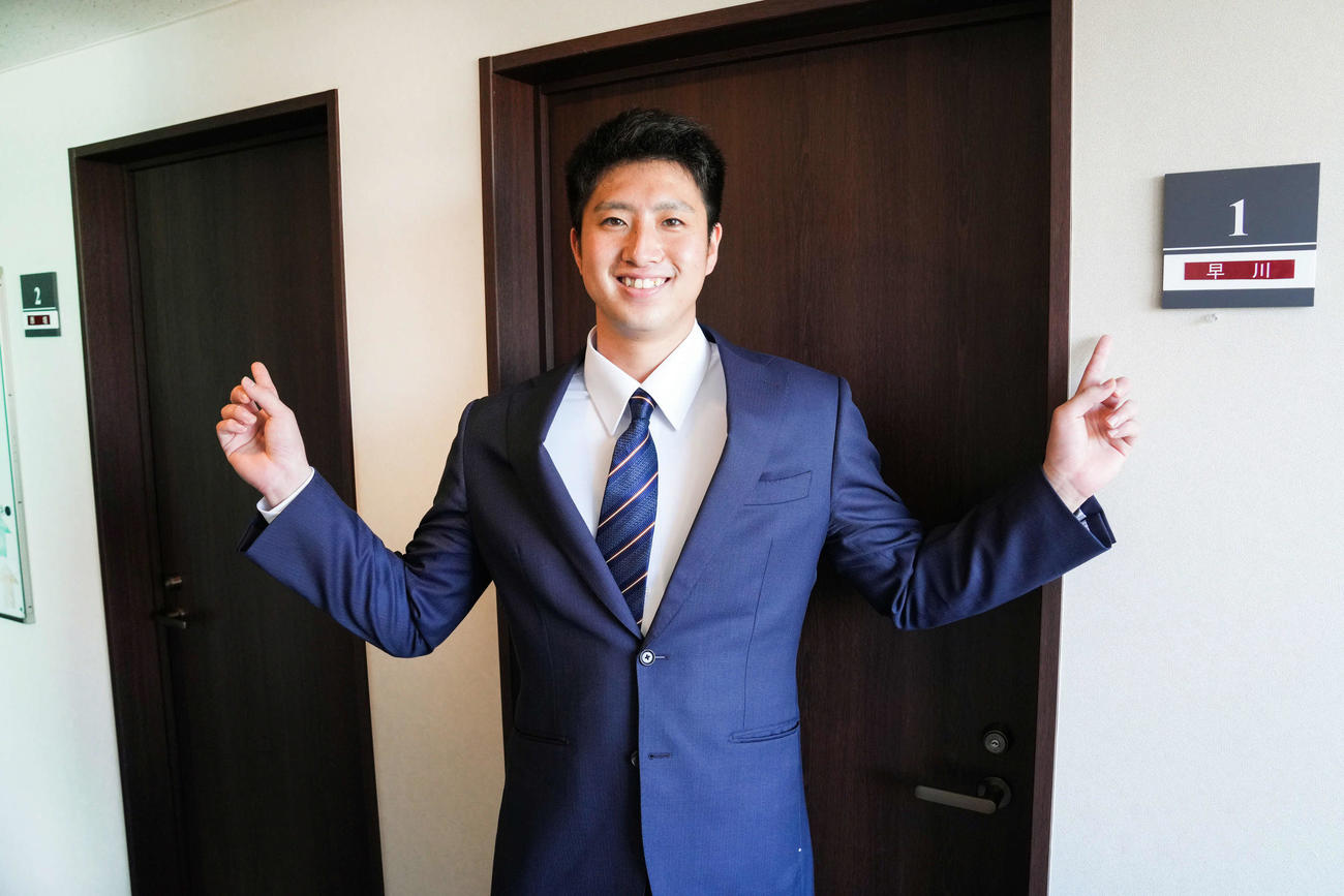 入寮した楽天ドラフト6位の早大・西垣は大学の先輩早川の隣の部屋になる（楽天野球団提供）
