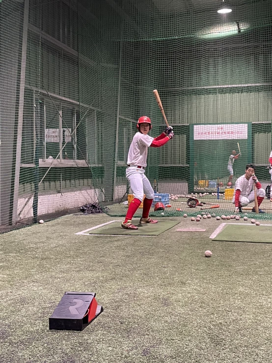 奈良学園大は12月からラプソードを導入し、主軸の三好辰弥外野手も打撃をチェックする