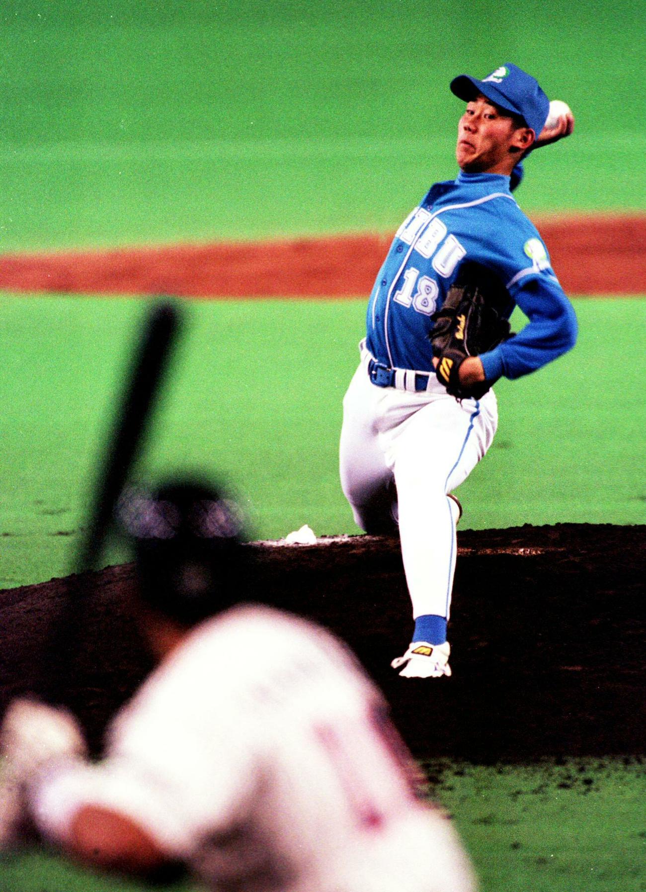 プロ初登板の松坂大輔（1999年4月7日撮影）