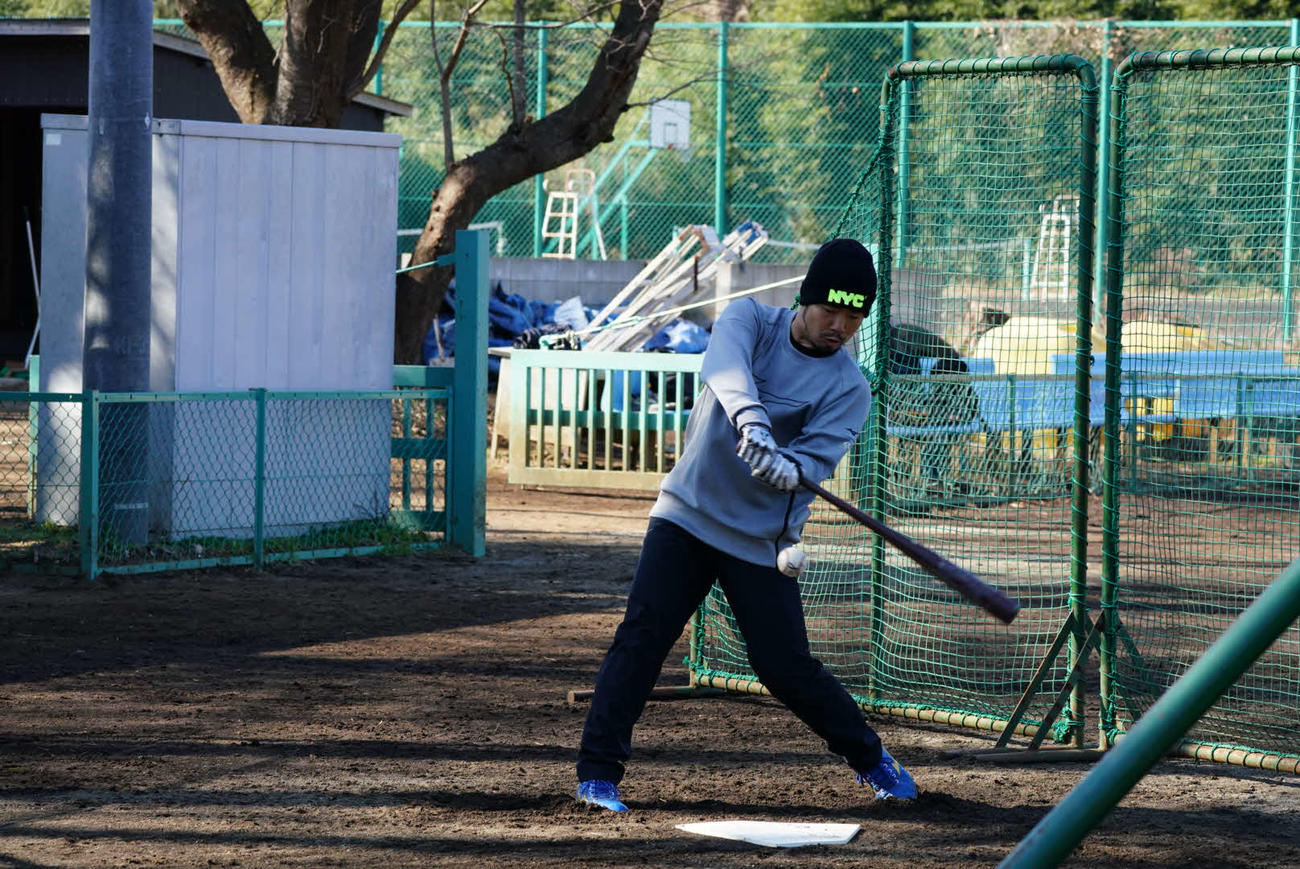 打撃練習に励む日本ハム近藤（球団提供）