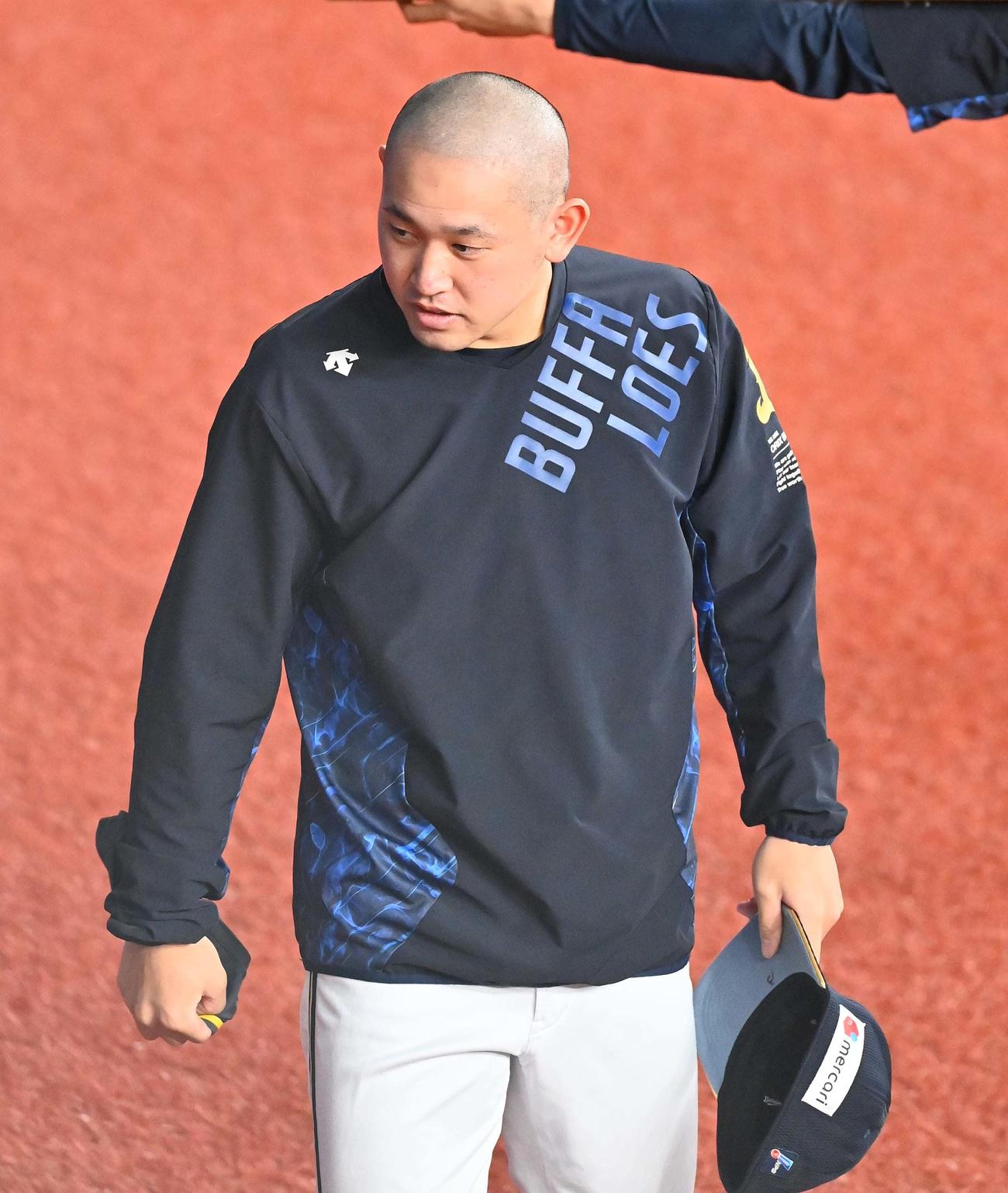 短く散髪したオリックス宮城（21年6月撮影）
