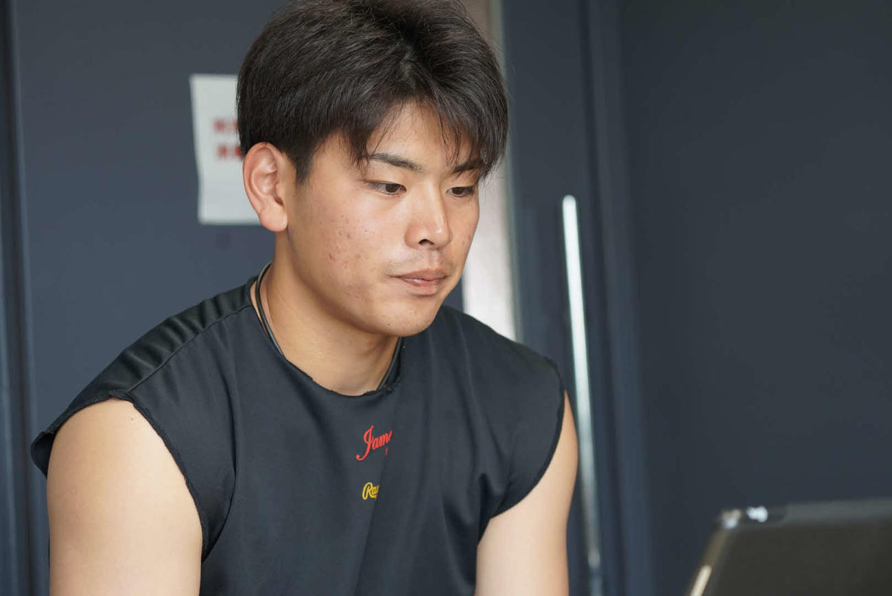 オンライン取材に応じる日本ハム野村（球団提供）