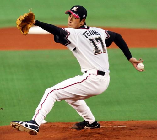 05年6月22日、日本ハム戦で先発するロッテ手嶌智