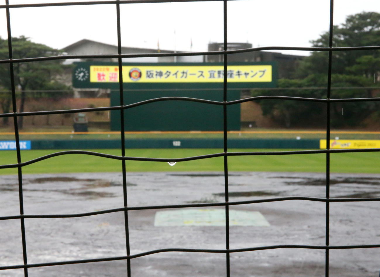 雨でグラウンドコンディション不良で室内練習となった（撮影・上山淳一）
