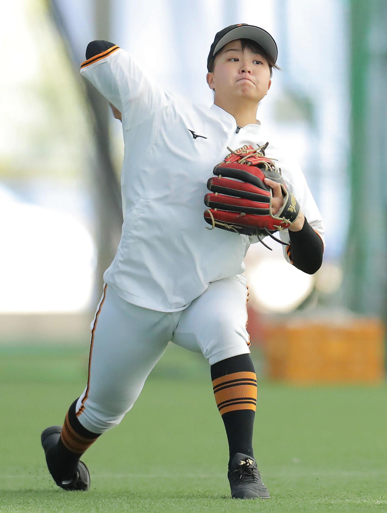 キャッチボールする島野（撮影・河田真司）