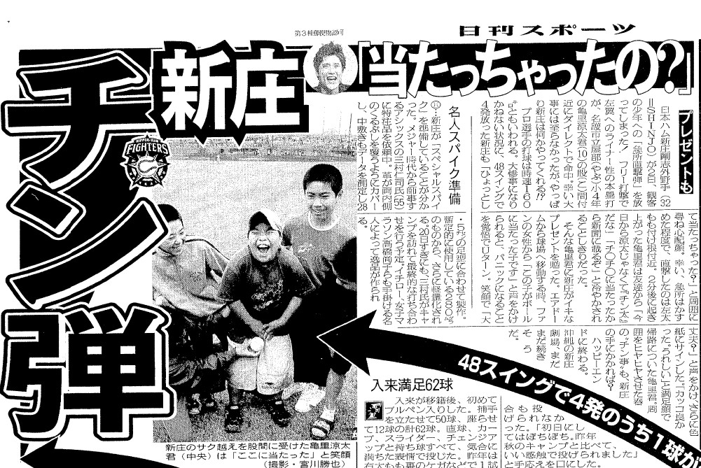 18年前の「チン事」を伝える04年2月3日付の日刊スポーツ紙面