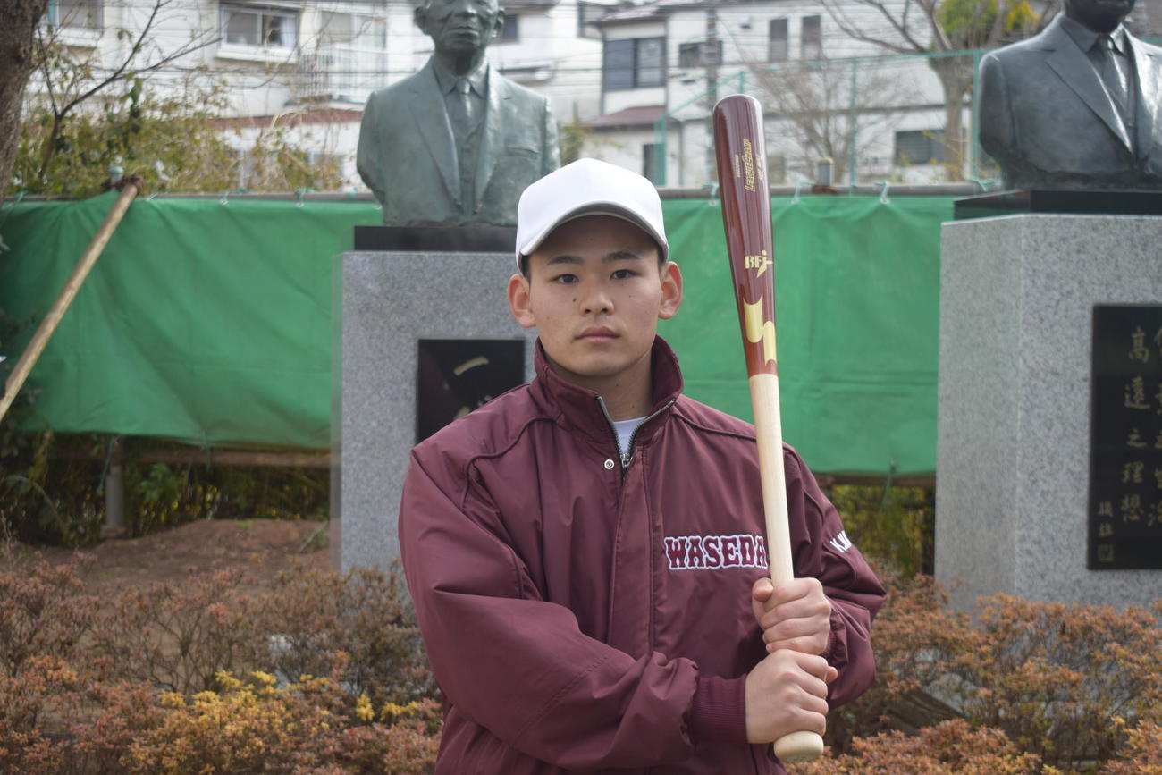 早大の練習に合流した高崎健康福祉大高崎・小沢内野手（早大野球部提供）