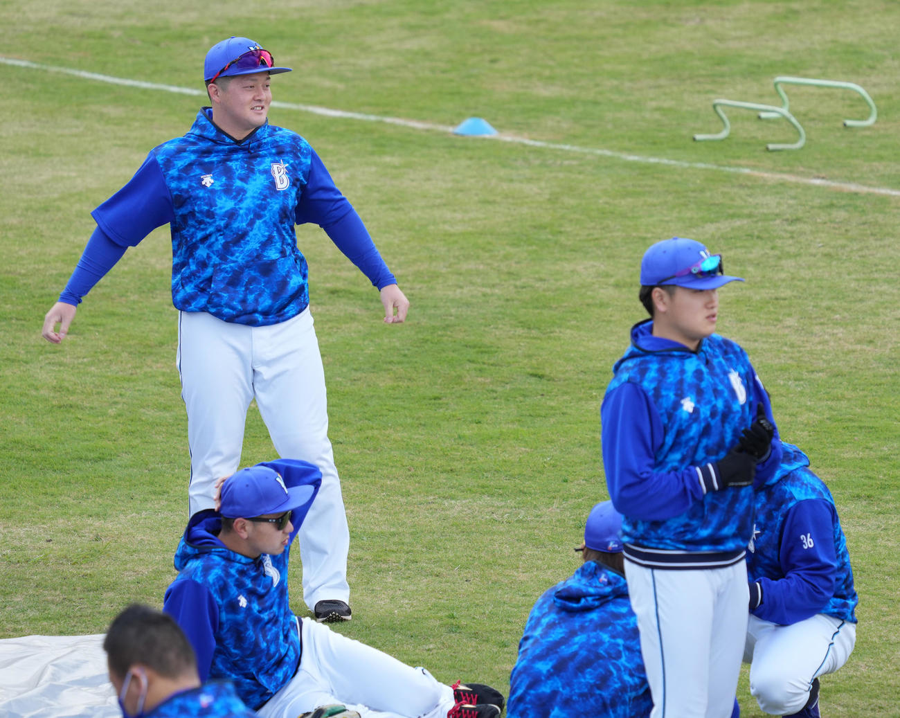 2軍嘉手納キャンプに合流したDeNA牧（撮影・小沢裕）