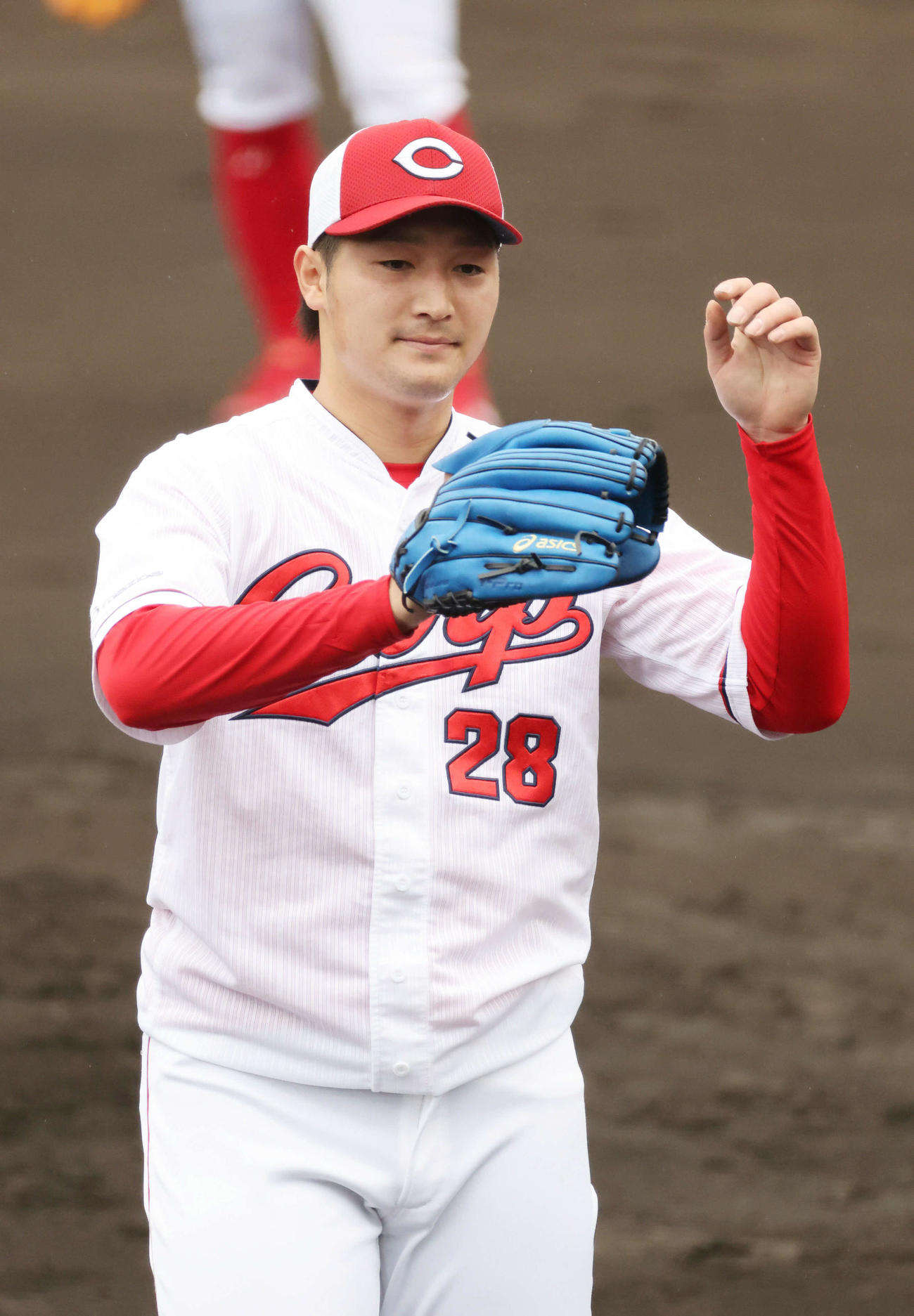 シート打撃で好投した広島床田（撮影・加藤孝規）