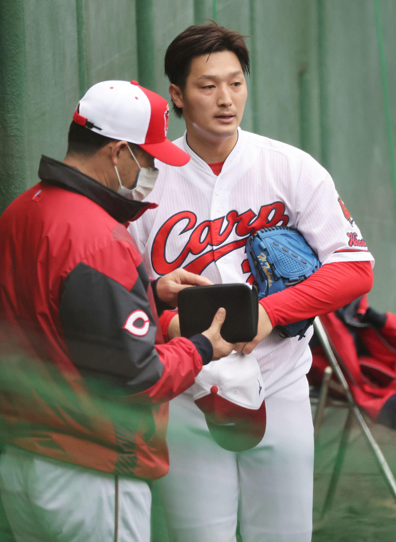 シート打撃で好投した広島床田（撮影・加藤孝規）