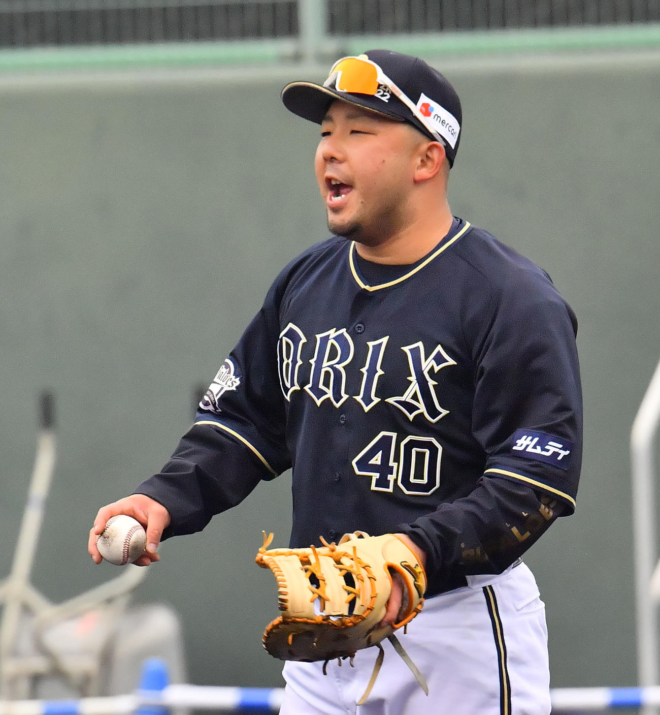 練習中、声を張り上げるビッグボイスのオリックス大下（撮影・和賀正仁）