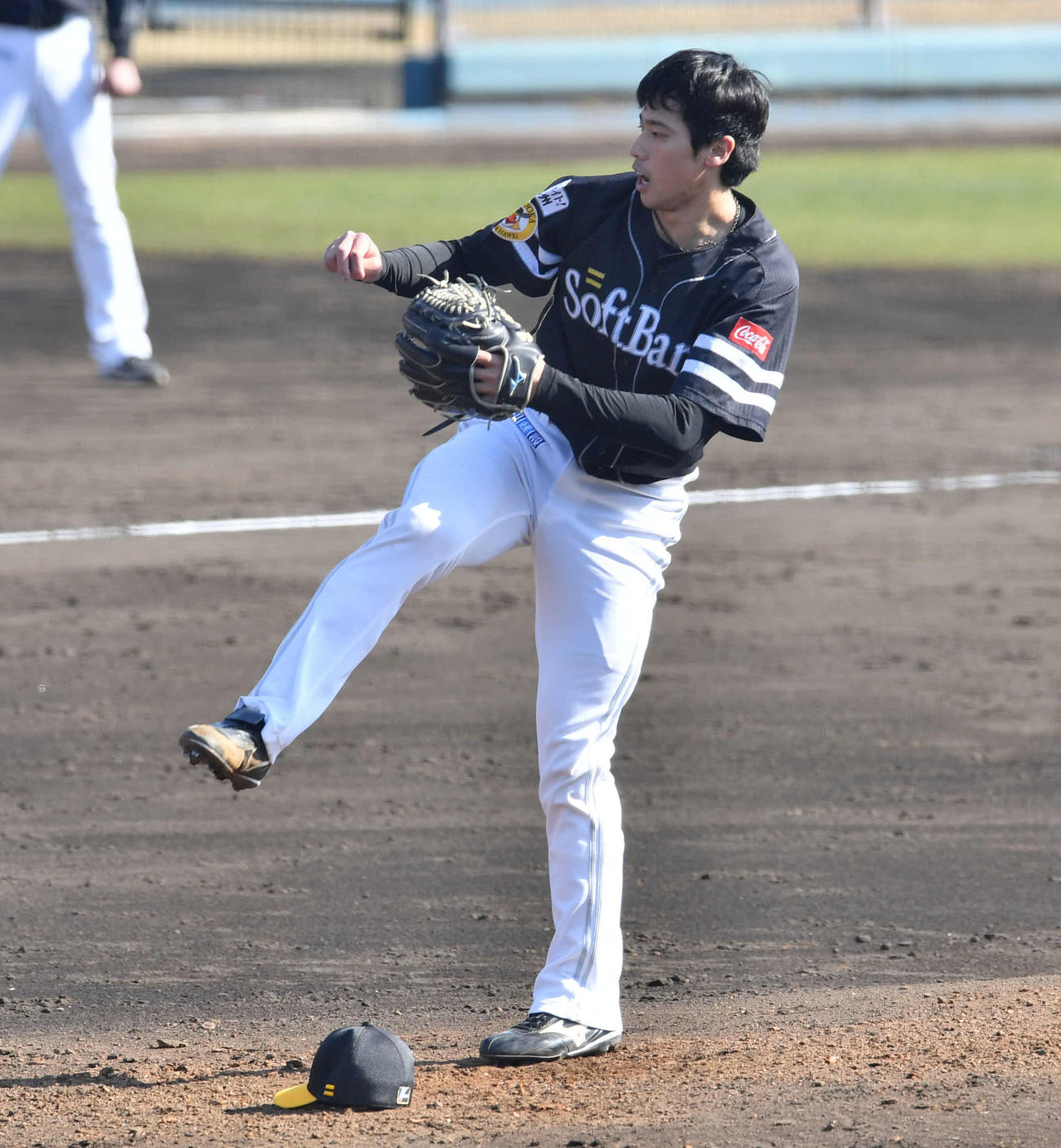 紅白戦　4回裏より登板した、紅組2番手の尾形（撮影・岩下翔太）