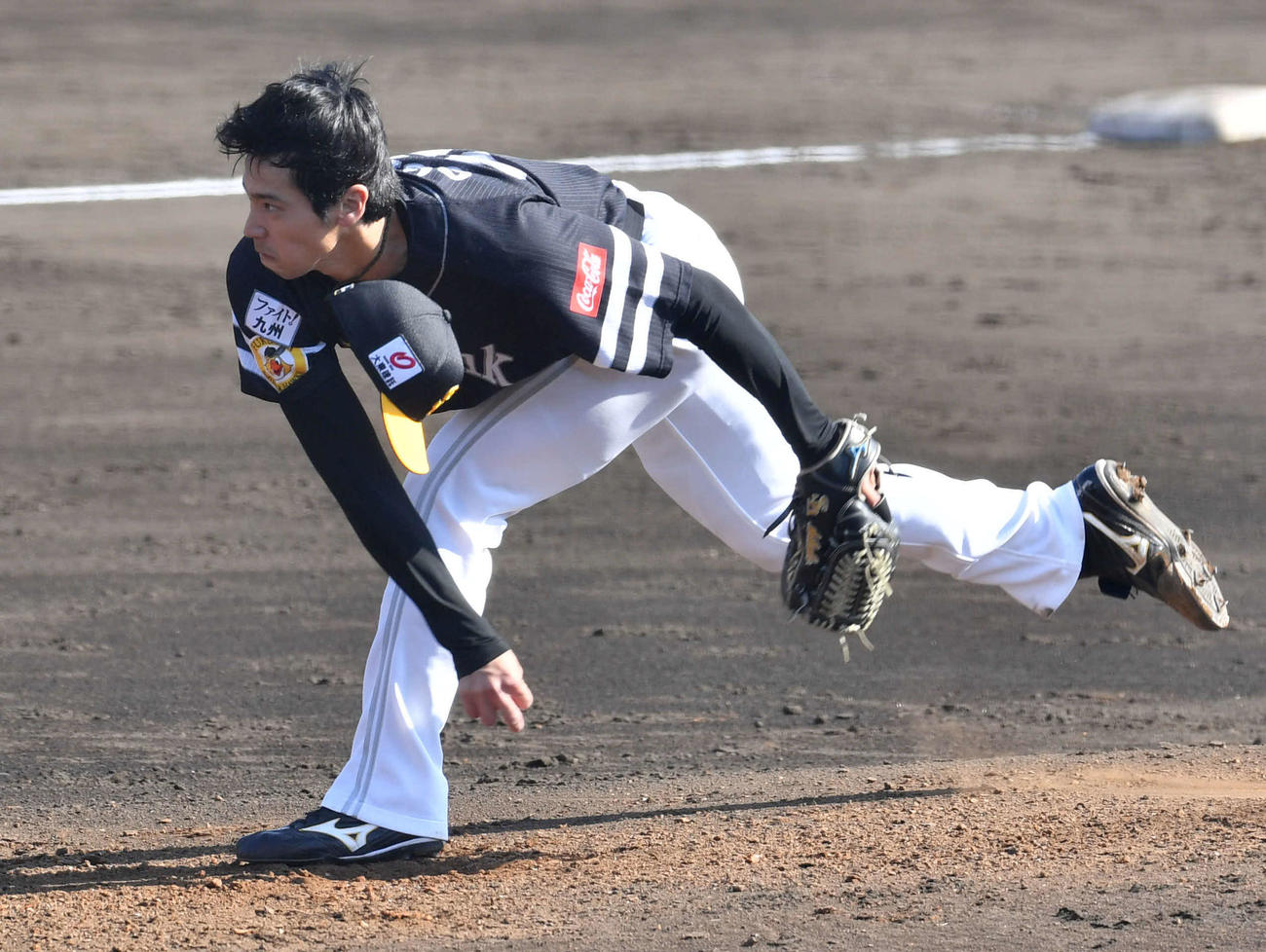 紅白戦　4回裏より登板した、紅組2番手の尾形（撮影・岩下翔太）