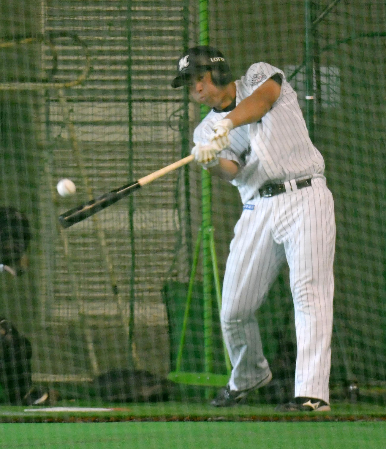 フリー打撃をするロッテ西川（撮影・柴田隆二）
