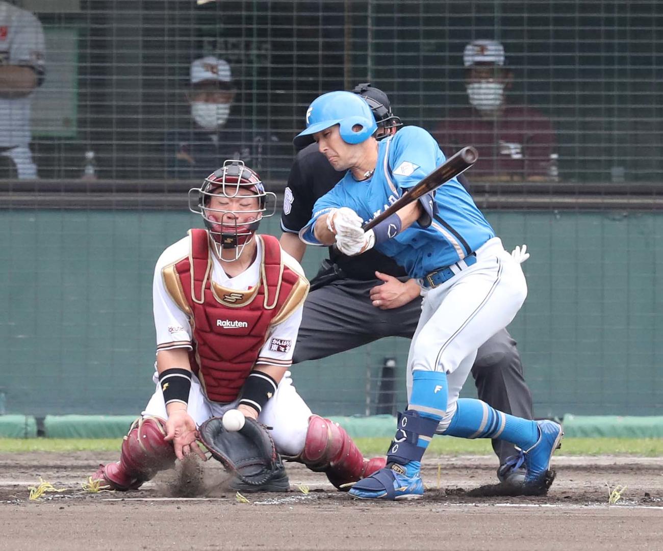 楽天対日本ハム　4回表日本ハム無死、三振に終わる杉谷（撮影・黒川智章）