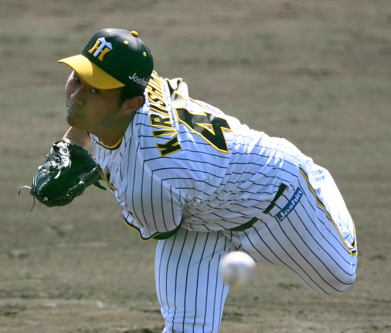 シート打撃に登板した桐敷（撮影・前岡正明）