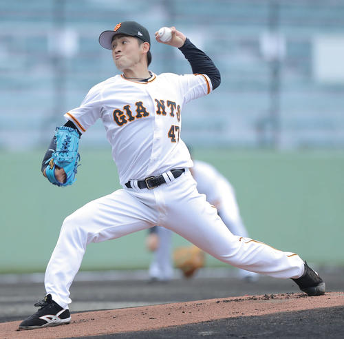 巨人対ロッテ　先発登板する巨人高橋（撮影・河田真司）