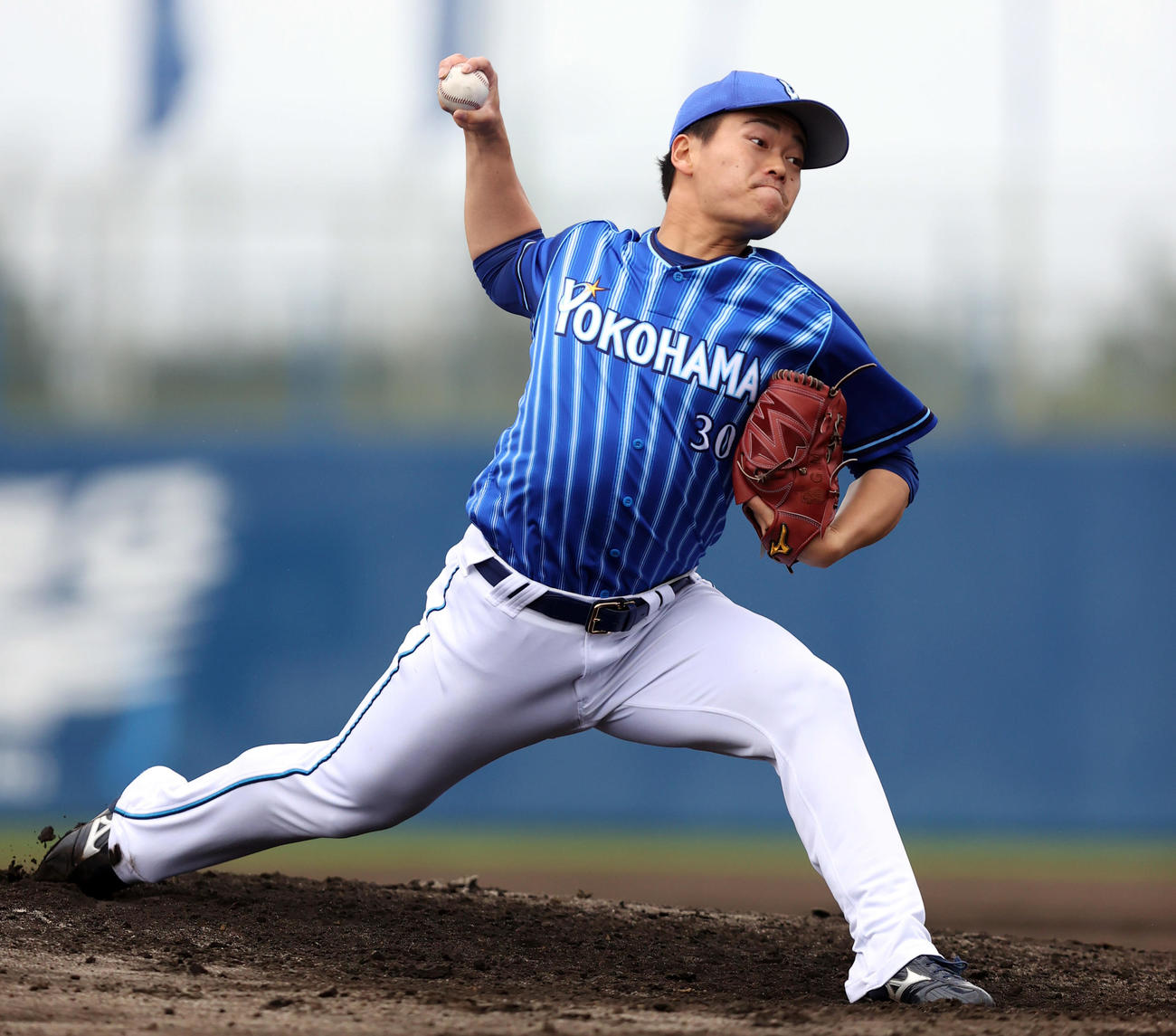 シート打撃で登板する三浦（撮影・狩俣裕三）