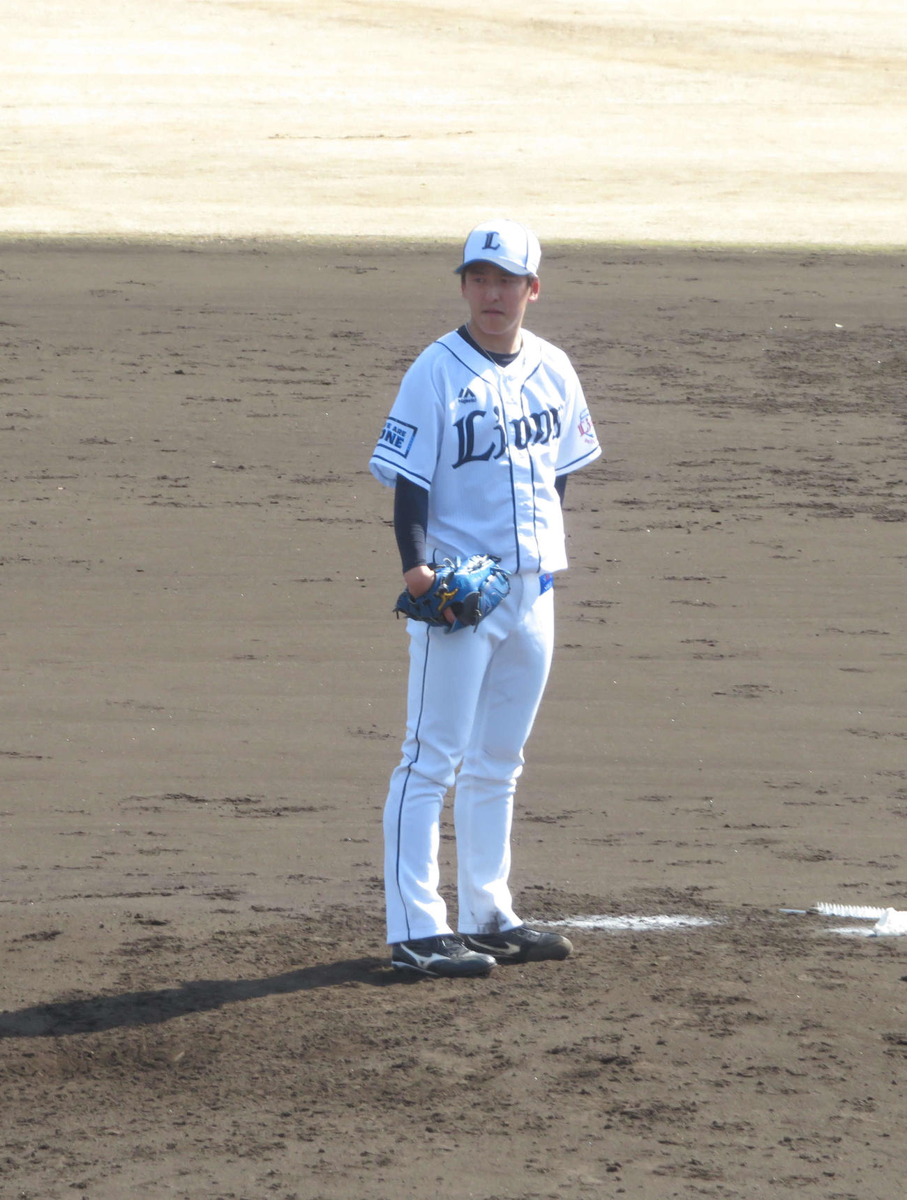 西武紅白戦、白組の2番手として3回から登板した隅田（撮影・上田悠太）