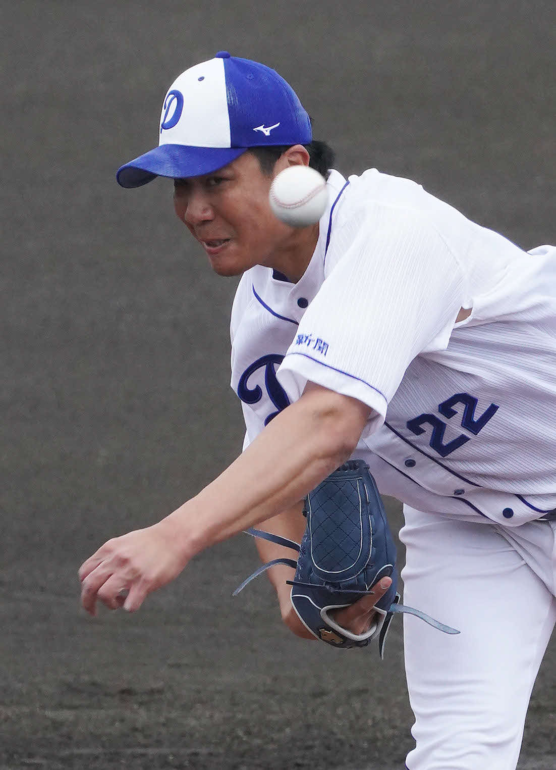 シート打撃練習に登板した中日大野雄（撮影・森本幸一）