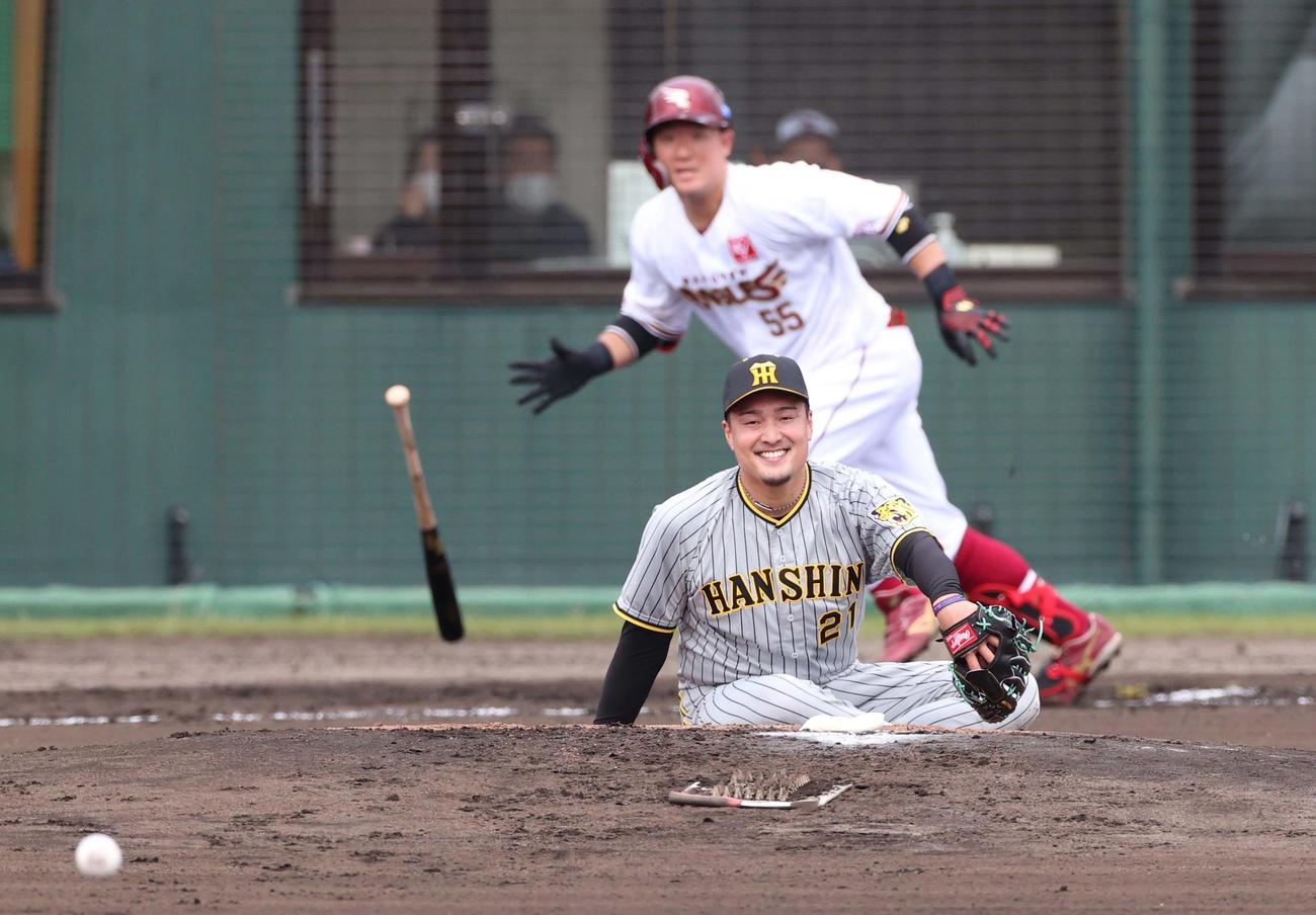 楽天戦の1回、秋山は安田に中前先制適時打を浴びる（撮影・上田博志）