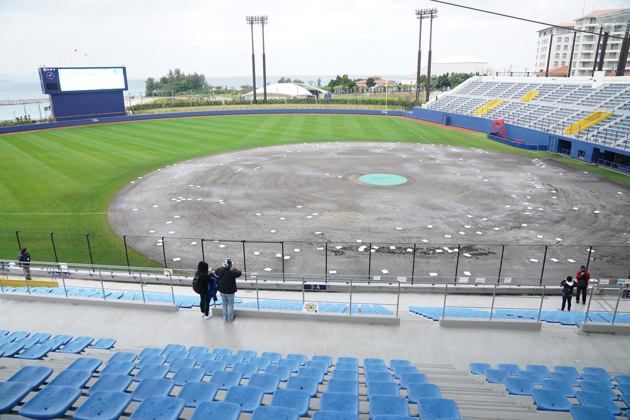 日本ハム－楽天戦が雨天中止となったタピックスタジアム名護（撮影・鈴木みどり）