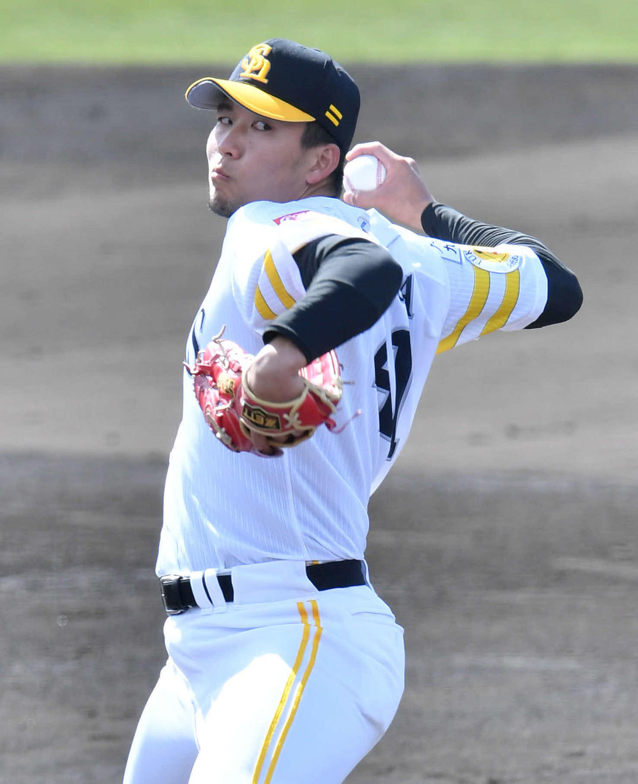 紅白戦　白組先発の千賀（撮影・岩下翔太）